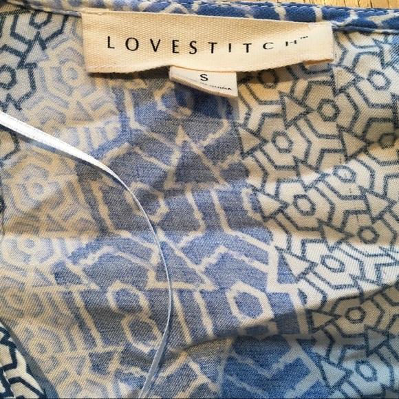 Lovestitch Geometrical Blue Wrap Long Sleeve Geometric Print Top Small - Picture 5 of 7